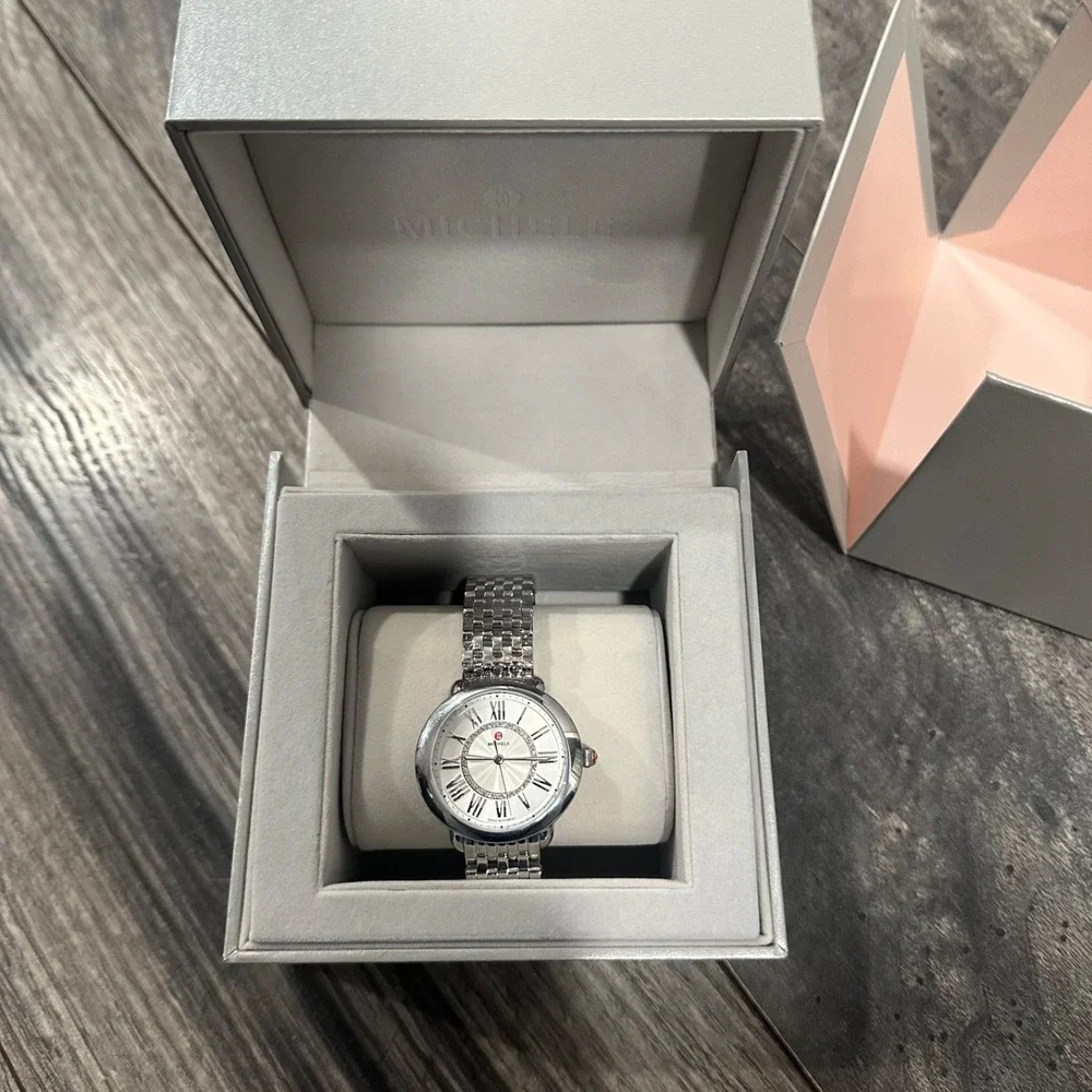 Brand New Michele Serein Mid Stainless Steel Diamond Dial Watch (MWW21B000147)